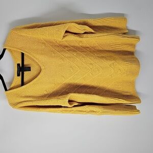 Ashley Stewart Golden Yellow Vneck Knit Sweater Plus Size